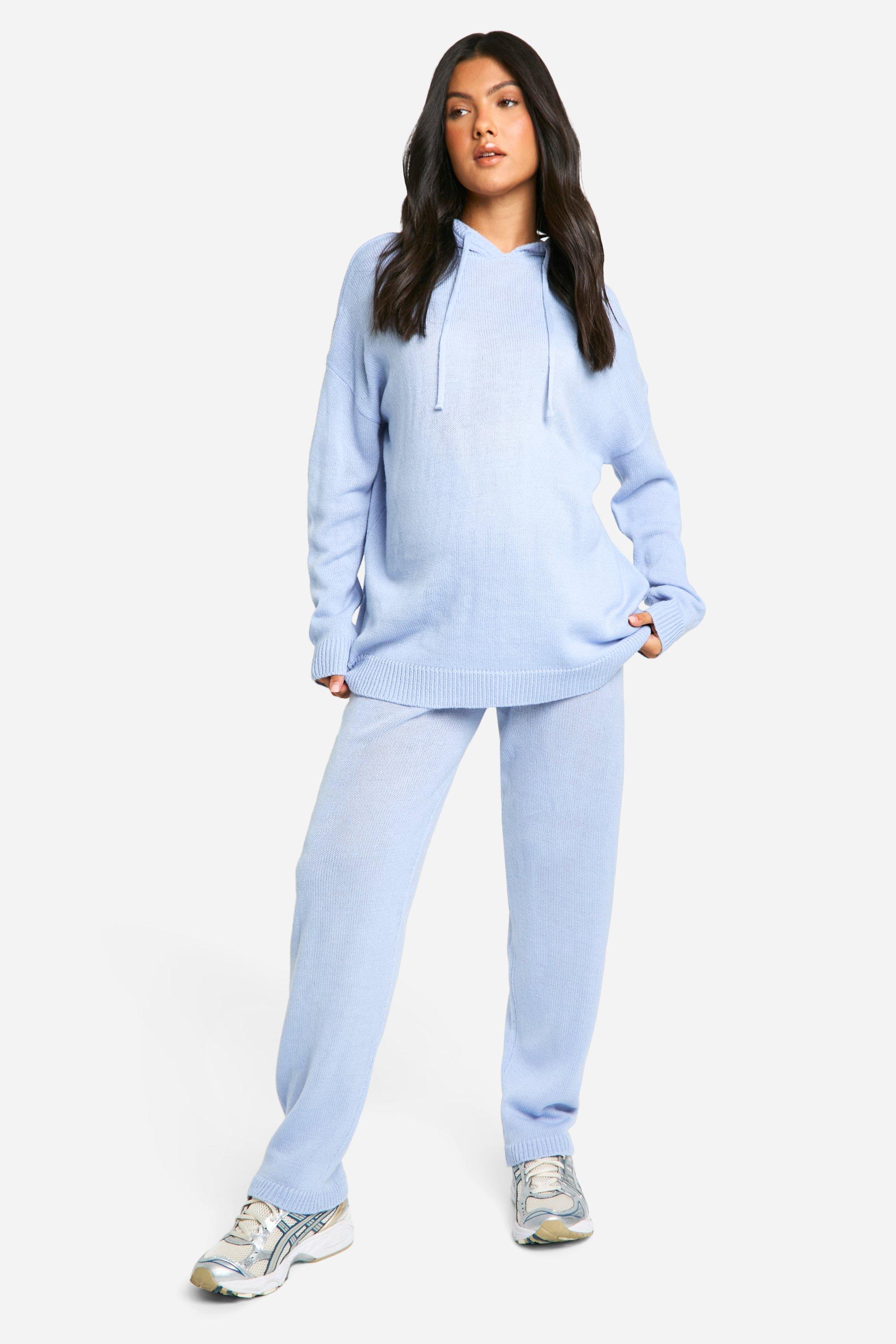 Felpa Premaman in maglia morbida con cappuccio pantaloni coordinati boohoo IT